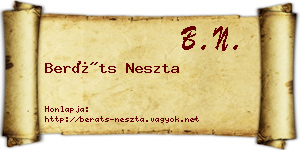 Beráts Neszta névjegykártya